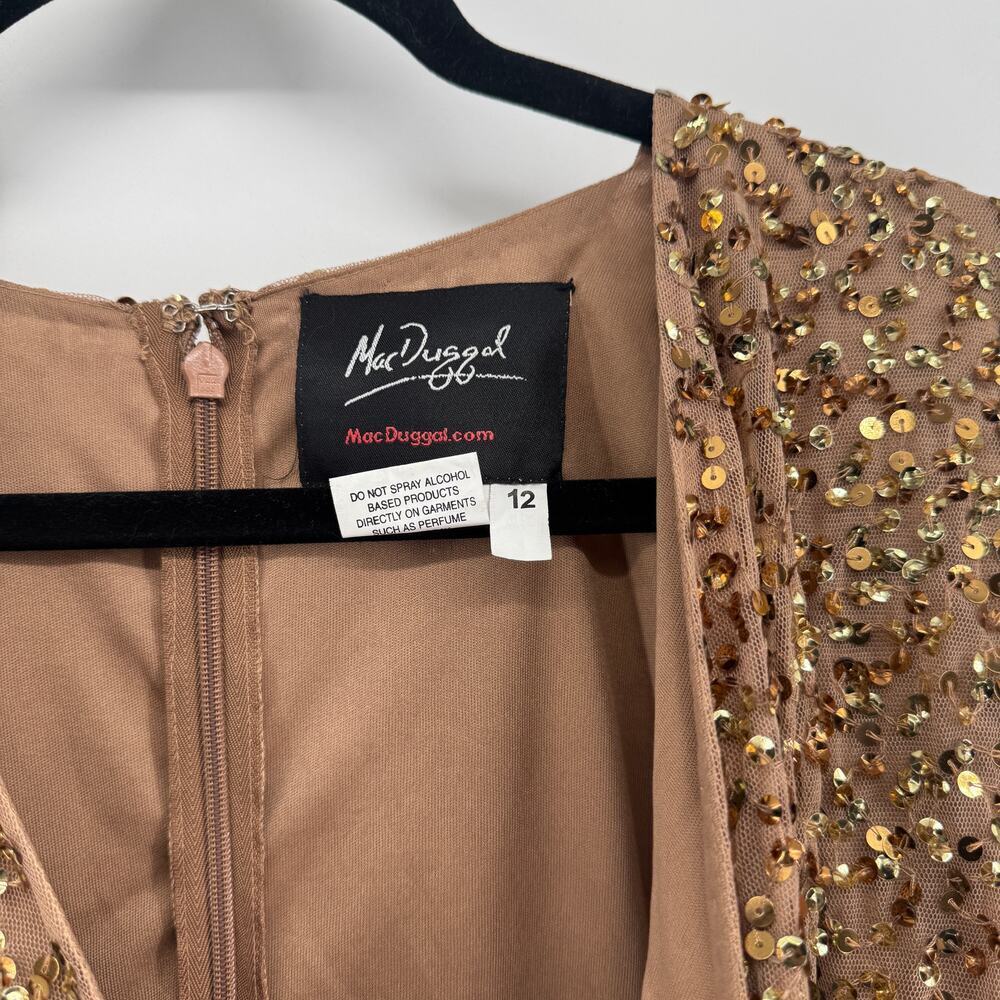 Mac Duggal 10791 Bronze Sequin Long Sleeve Gown Size 12 NWT Formal Prom Bishop - Picture 6 of 12